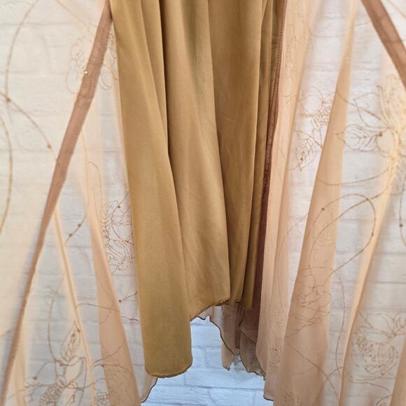M Ariella Gold Y2K Asymmetrical Midi Dress Womens Size XS S Whimsical Fairy Rose - Picture 11 of 12